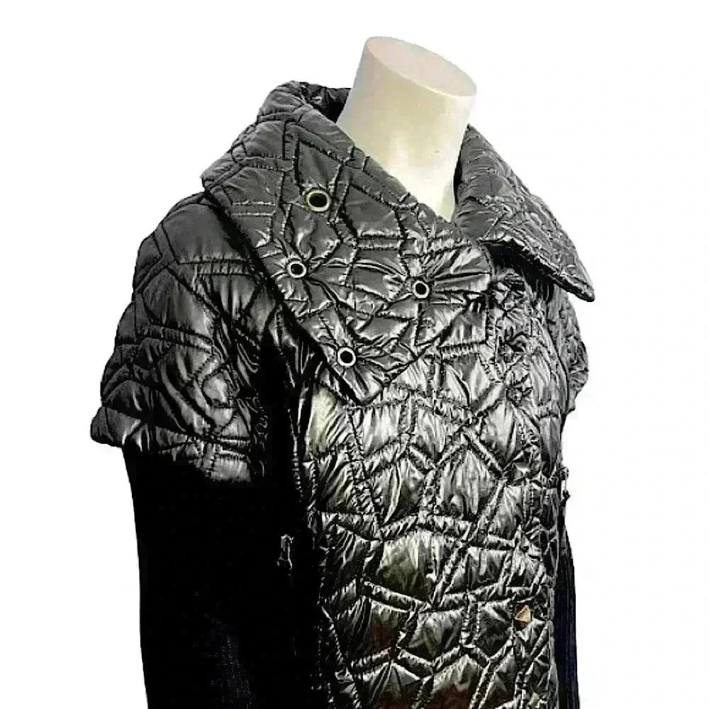 LAFLAMME FOURRURE  GLOSSY QUILTED TRENCH GORGEOUS COAT SLEEVES SIZE M